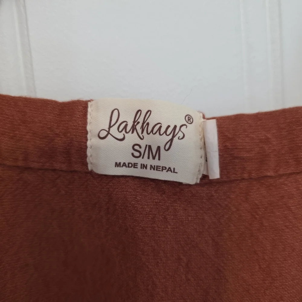 Lakhays Rust Linen Blend Overalls – S/M, Made in Nepal - Picture 4 of 4
